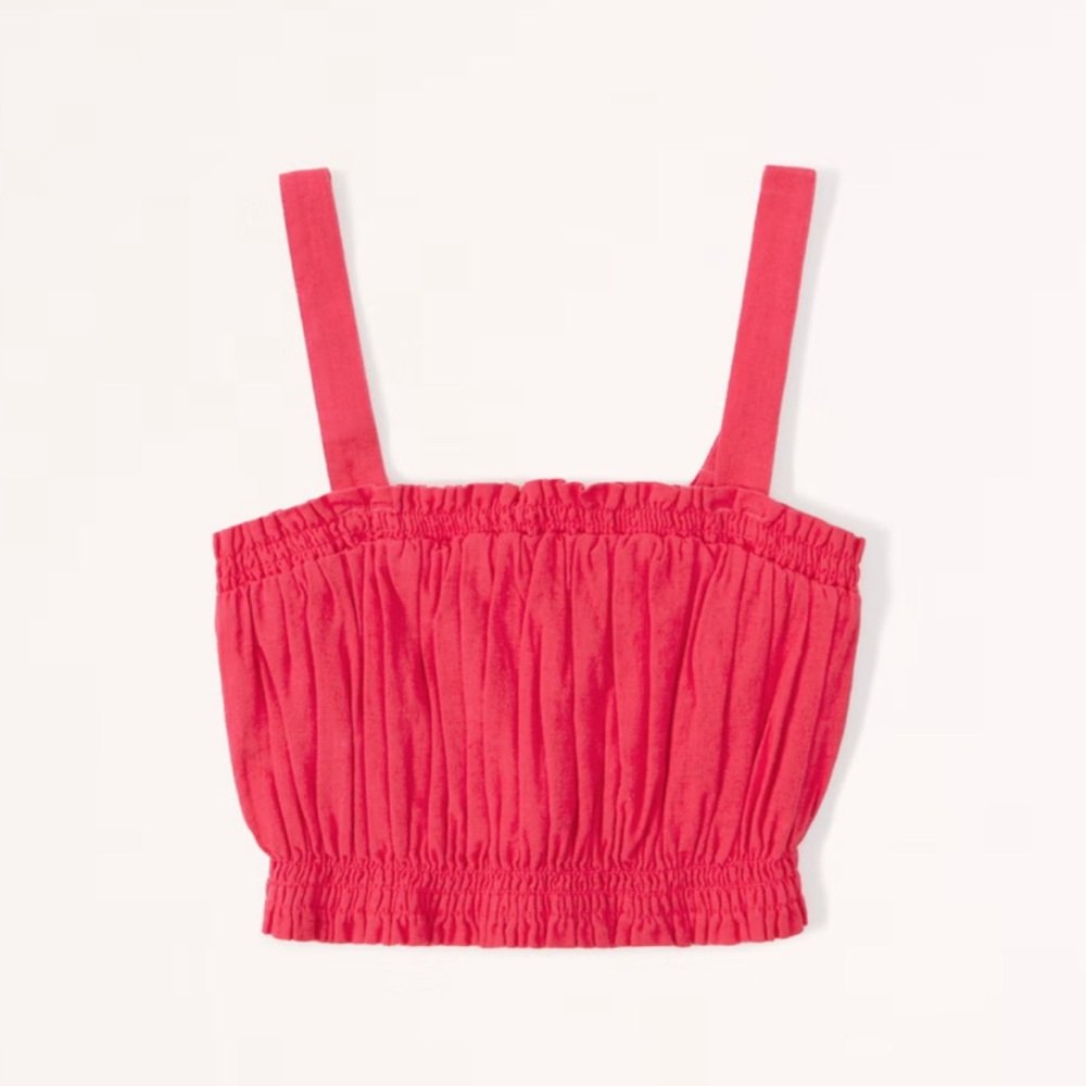 Abercrombie and Fitch pink linen blended crop top